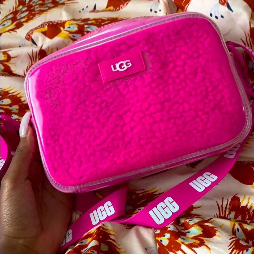 Clear pink sheepskin Ugg crossbody bag